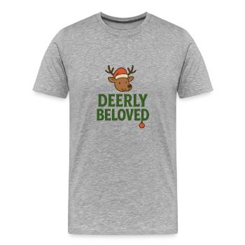 Hirschgeliebter Santa Deer - Männer Premium Bio T-Shirt - Grau meliert - Vorne - Damien (186cm)