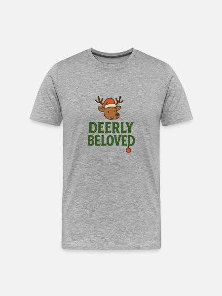 Deerly Beloved Santa Deer - Men's Premium Organic T-Shirt - heather grey