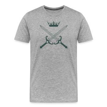 Sabre croisé avec couronne - T-shirt bio Premium Homme - gris chiné - Devant - Damien (186cm)