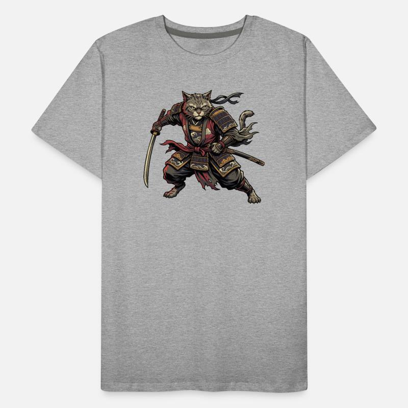 Chat Samouraï Guerrier T-shirt bio Premium Homme