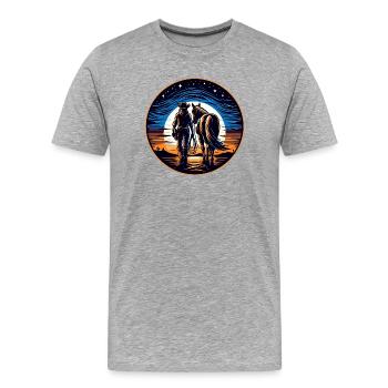 Western riders at sunset - Men's Premium Organic T-Shirt - heather grey - Front - Damien (186cm)