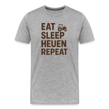 Manger Dormir Foin Répéter Chemise Tracteur - T-shirt bio Premium Homme - gris chiné - Devant - Damien (186cm)