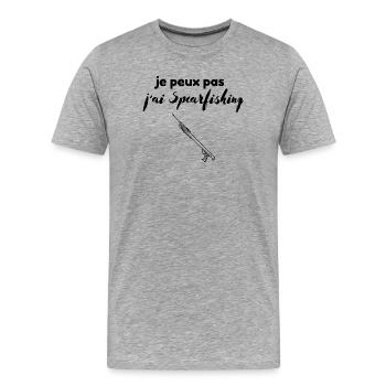 Ich kann nicht, ich habe ein Speerfischer-Geschenk für Fischer - Männer Premium Bio T-Shirt - Grau meliert - Vorne - Damien (186cm)