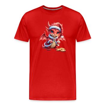 Plush Christmas Dragon - Men's Premium Organic T-Shirt - red - Front - Damien (186cm)