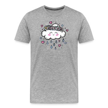 Nuage Couronne Pluie Amour - T-shirt bio Premium Homme - gris chiné - Devant - Damien (186cm)