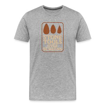 Prähistorische Steinwerkzeuge Des Homo - Männer Premium Bio T-Shirt - Grau meliert - Vorne - Damien (186cm)