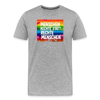 Human Rights Instead of Right-Wing People Statement - Men's Premium Organic T-Shirt - heather grey - Front - Damien (186cm)