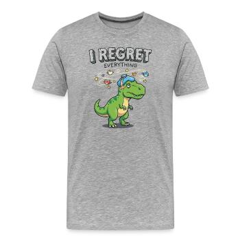 Je regrette tout, Dino - T-shirt bio Premium Homme - gris chiné - Devant - Damien (186cm)