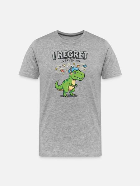 I Regret Everything Dino - Men's Premium Organic T-Shirt - heather grey