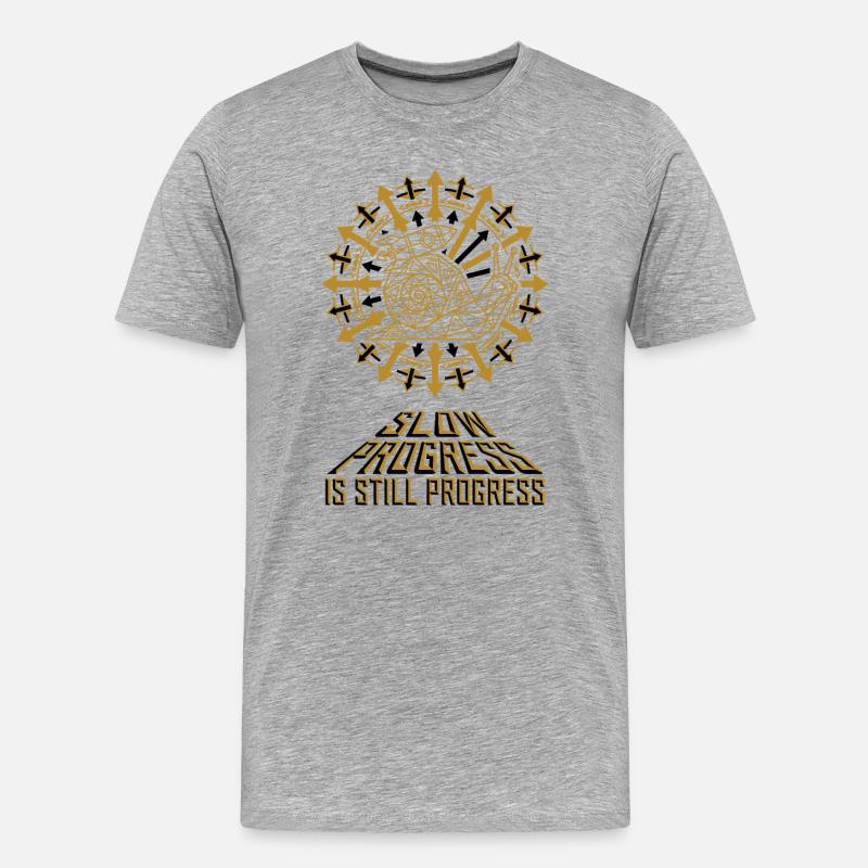 Escargot Fusée à Progrès Lent - T-shirt bio Premium Homme - gris chiné