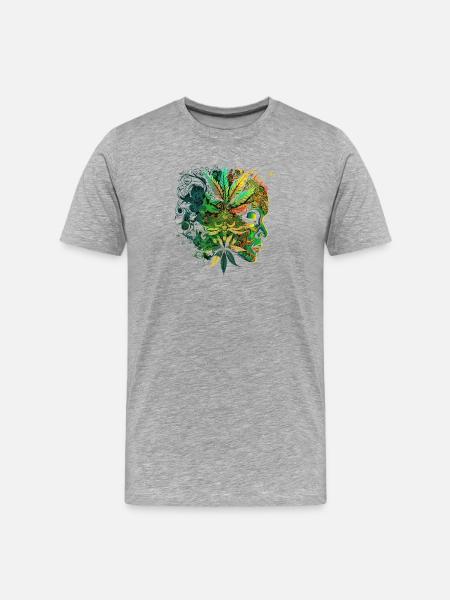 Psychedelic Cannabis Face - Men's Premium Organic T-Shirt - heather grey