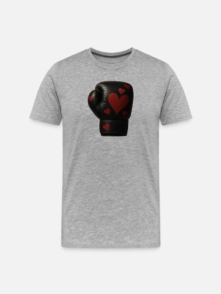 Boxing glove with hearts - Men's Premium Organic T-Shirt - heather grey