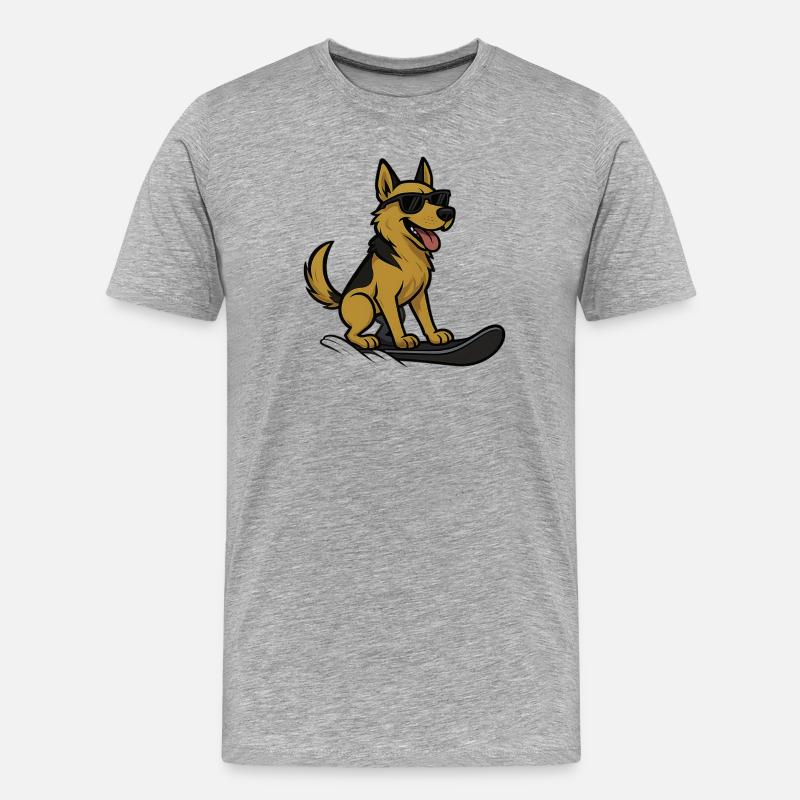 Snowboard Hund Deutscher Schäferhund Wintersport - Männer Premium Bio T-Shirt - Grau meliert