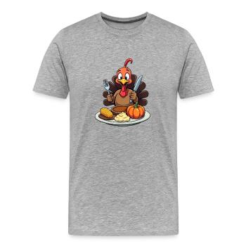 Thanksgiving Drôle Dinde de Thanksgiving - T-shirt bio Premium Homme - gris chiné - Devant - Damien (186cm)