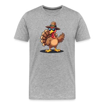 Thanksgiving Funny Thanksgiving Turkey - Men's Premium Organic T-Shirt - heather grey - Front - Damien (186cm)