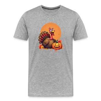 Thanksgiving Funny Thanksgiving Turkey - Men's Premium Organic T-Shirt - heather grey - Front - Damien (186cm)
