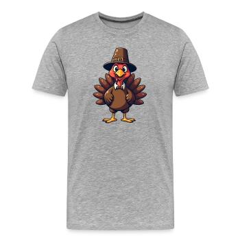 Thanksgiving Drôle Dinde de Thanksgiving - T-shirt bio Premium Homme - gris chiné - Devant - Damien (186cm)