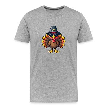 Thanksgiving Funny Thanksgiving Turkey - Men's Premium Organic T-Shirt - heather grey - Front - Damien (186cm)