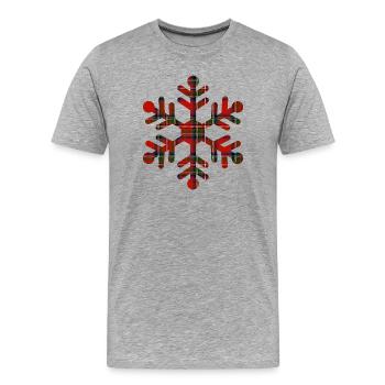 Rote Tartan-Schneeflocke - Männer Premium Bio T-Shirt - Grau meliert - Vorne - Damien (186cm)