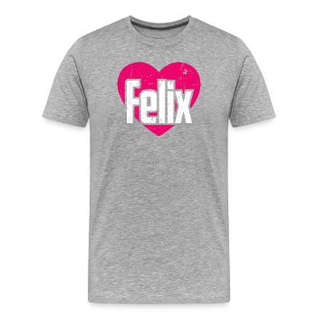 J’aime Felix Pink Heart J’aime Felix - T-shirt bio Premium Homme - gris chiné - Devant - Damien (186cm)