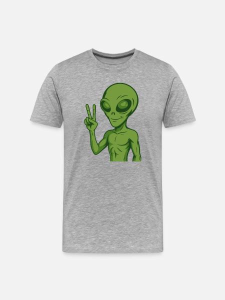 Alien Extraterrestrial Peace Peace - Men's Premium Organic T-Shirt - heather grey