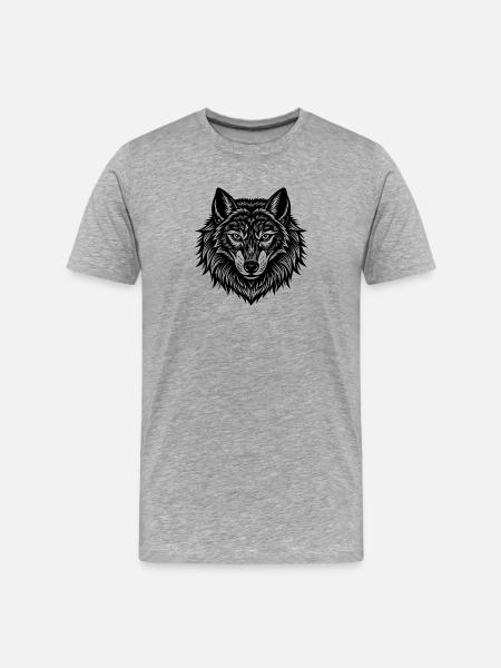 Wolves head - Men's Premium Organic T-Shirt - heather grey