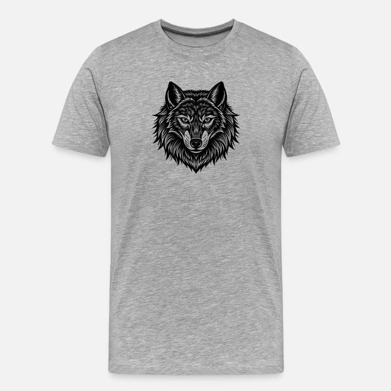 Wolfskopf - Männer Premium Bio T-Shirt - Grau meliert