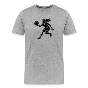 Basket-ball féminin - T-shirt bio Premium Homme - gris chiné - Devant - Damien (186cm)