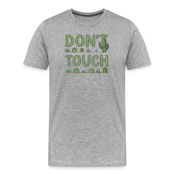 Nicht berühren — Grüner Kaktus - Männer Premium Bio T-Shirt - Grau meliert - Vorne - Damien (186cm)