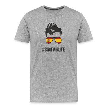 Bropair Spain Travel Abroad Year Bro-Pair Aupair - Men's Premium Organic T-Shirt - heather grey - Front - Damien (186cm)