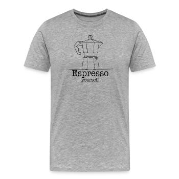 Espresso yourself - Männer Premium Bio T-Shirt - Grau meliert - Vorne - Damien (186cm)