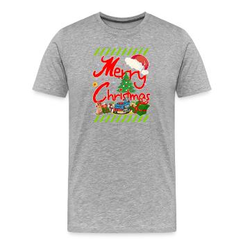 Noël avec le sapin et les cadeaux de Noël - T-shirt bio Premium Homme - gris chiné - Devant - Damien (186cm)