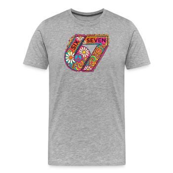 Psychedelic Seven Flowers - Men's Premium Organic T-Shirt - heather grey - Front - Damien (186cm)