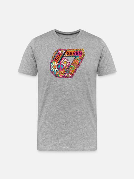 Psychedelic Seven Flowers - Men's Premium Organic T-Shirt - heather grey