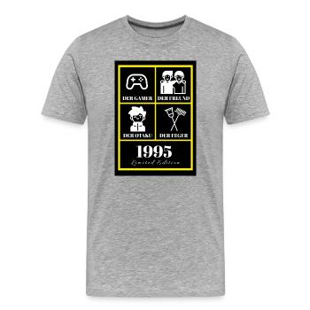 Marvin_T-shirt - Männer Premium Bio T-Shirt - Grau meliert - Vorne - Damien (186cm)