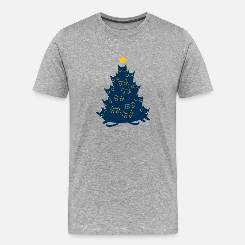 Weihnachten Katzen Katze Tannenbaum Geschenk - Männer Premium Bio T-Shirt - Grau meliert