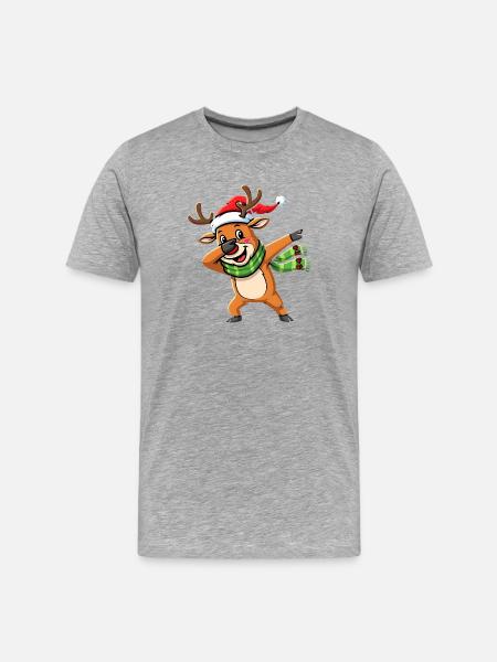 Dab Pose Reindeer Christmas Dabbing Cartoon - Men's Premium Organic T-Shirt - heather grey
