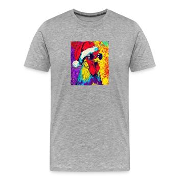 Portrait de Noël du Coq - T-shirt bio Premium Homme - gris chiné - Devant - Damien (186cm)