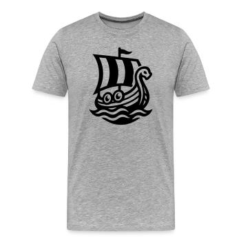 Wikingerschiff Drachenboot - Männer Premium Bio T-Shirt - Grau meliert - Vorne - Damien (186cm)