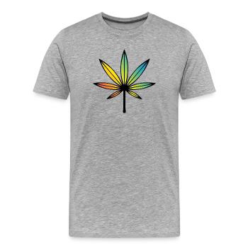 Cannabis / Marijuana / Chanvre, Outl Rainbow History - T-shirt bio Premium Homme - gris chiné - Devant - Damien (186cm)