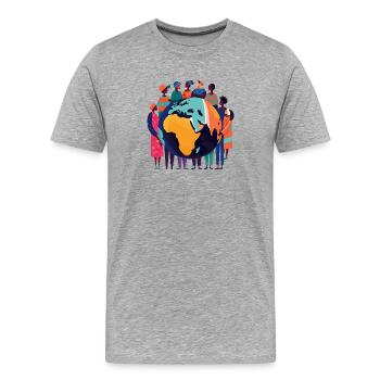 Globale Gemeinschaft um die Erde - Männer Premium Bio T-Shirt - Grau meliert - Vorne - Damien (186cm)