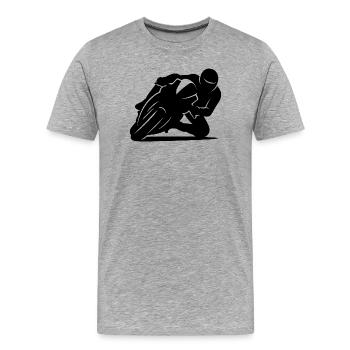 Silhouette minimaliste de moto de course - T-shirt bio Premium Homme - gris chiné - Devant - Damien (186cm)