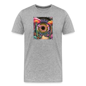 Psychedelischer Pilzpfad Mandala - Männer Premium Bio T-Shirt - Grau meliert - Vorne - Damien (186cm)