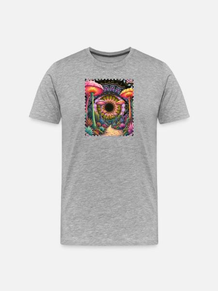 Psychedelic Mushroom Trail Mandala - Men's Premium Organic T-Shirt - heather grey