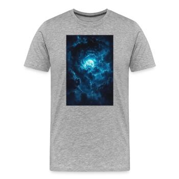 Ciel bleu avec Lune en tempête - T-shirt bio Premium Homme - gris chiné - Devant - Damien (186cm)