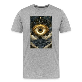 Œil d’Or au-dessus du Labyrinthe Cosmique - T-shirt bio Premium Homme - gris chiné - Devant - Damien (186cm)