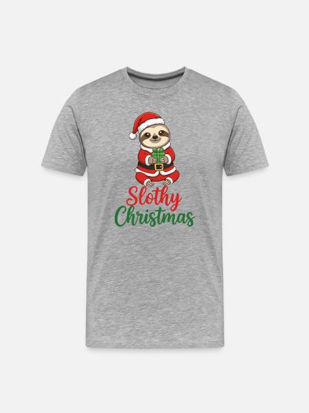 Slothy Christmas Santa Sloth - Men's Premium Organic T-Shirt - heather grey