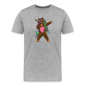 Dabbing Unicorn Braids Rainbow Hair Magic Fantasy  - Men's Premium Organic T-Shirt - heather grey - Front - Damien (186cm)