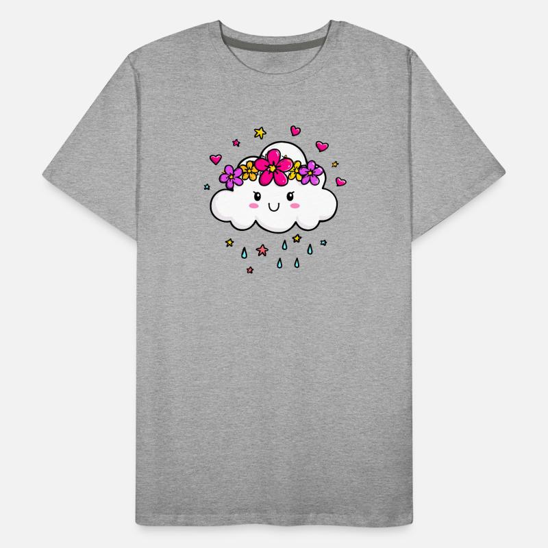 Nuage avec couronne de fleurs T-shirt bio Premium Homme