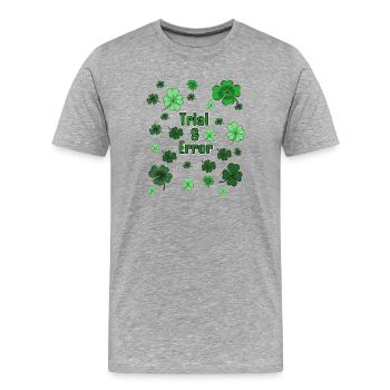 Essais et erreurs Clover (essai vs. étude) - T-shirt bio Premium Homme - gris chiné - Devant - Damien (186cm)